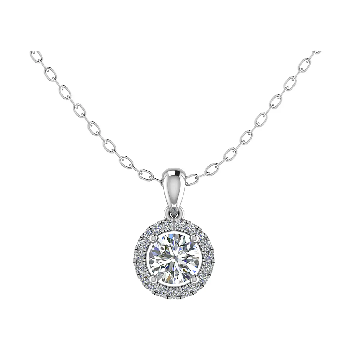 Round Diamond Halo Pendant